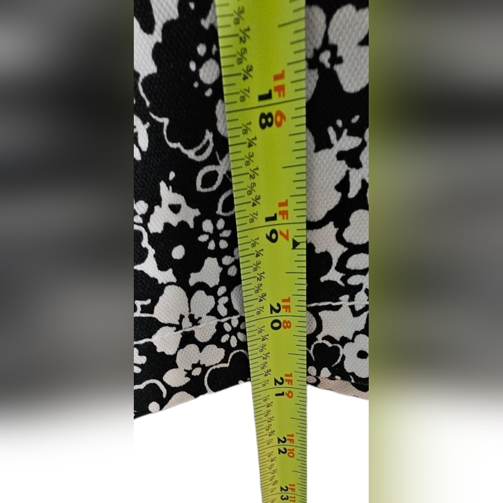 Liz Claiborne Black & White Floral Print Jacket Button Up, Collared & Pockets - Picture 7 of 7